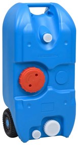 vidaXL Tanque de água com rodas para campismo 40 L azul