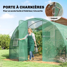 Estufa tipo túnel para jardim 295 x 400 x 200 cm, de 12 m², estufa tipo túnel para jardim com porta e 8 janelas, lona de PE de 140 g/m² verde