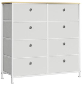 Cómoda com 8 gavetas tecido com estrutura metálica para sala de estar, quarto 30 x 80 x 81,5 cm creme branco carvalho