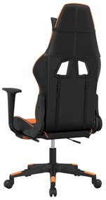 Cadeira gaming c/ apoio p/ pés couro artificial preto e laranja