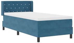 Cama Box com Colchão Azul Escuro 100x200 cm Veludo