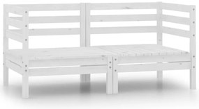 Sofás de canto para jardim 2 pcs madeira de pinho maciça branco