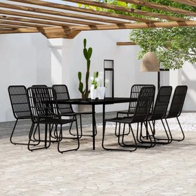 vidaXL 9 pcs conjunto de jantar para jardim preto