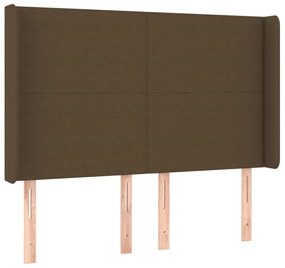 Cama box spring c/ colchão/LED 140x200cm tecido castanho-escuro