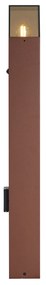 Poste de luz exterior industrial castanho ferrugem com vidro fumado 70cm com sensor crepuscular IP44 - Dinamarca Industrial