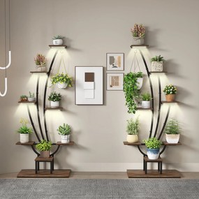 Suporte para plantas com luzes, prateleira para plantas com 8 níveis