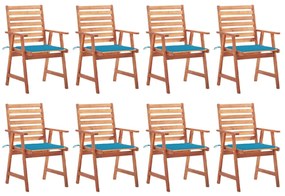 vidaXL Cadeiras de jantar p/ jardim 8 pcs c/ almofadões acácia maciça