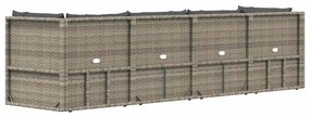 4 pcs conjunto lounge de jardim c/ almofadões vime PE cinzento