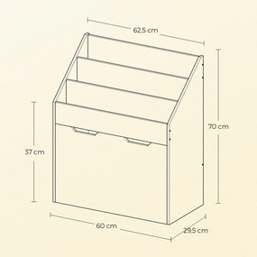 Estante infantil de arrumação 29,5 x 62,5 x 70 cm branca