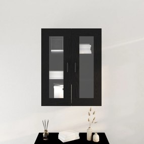 Armário de Parede com Portas de Vidro Carvalho Negro 69.5x34x90 cm