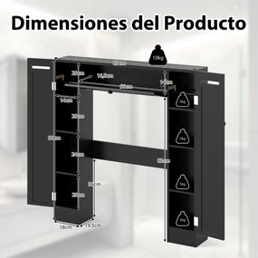 Estante sobre sanita 89 x 19,5 x 99 cm de casa de banho com prateleiras ajustáveis com suporte para papel higiênico Porta basculante Preto