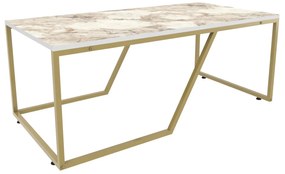 Mesa de Café Wendy - Branco e Dourado - 120x60x48cm