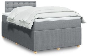 Cama boxspring com colchão 120x190 cm tecido cinzento-claro