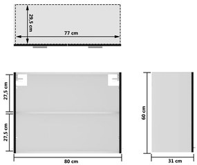 Armário de parede c/ vidro 80x31x60 cm contraplacado preto