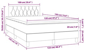 Cama box spring colchão/LED 120x190cm tecido cinza-acastanhado