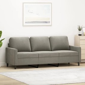 vidaXL Sofá de 3 lugares 180 cm veludo cinzento-claro