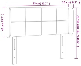 Cabeceira de cama c/ luzes LED tecido 83x16x78/88cm cinza-claro