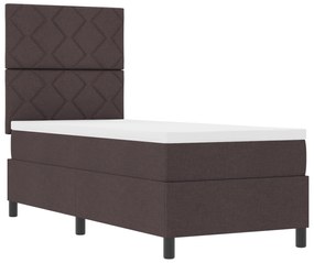 Cama Box Spring com Colchão Castanho Escuro 80x200 cm Tecido