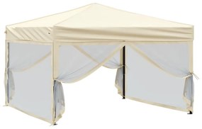 Tenda para festas dobrável com paredes laterais 3x3 m creme