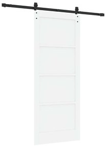 Porta Deslizante com Conjunto de Ferragens Branca 83x202 cm Madeira de