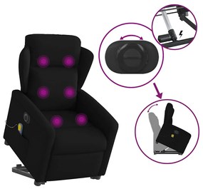 Poltrona elétrica elevatória massagens tecido preto