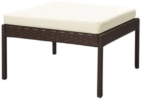 6 pcs conjunto lounge jardim c/ almofadões vime PE castanho