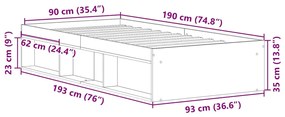 Estrutura de cama 90x190 cm preto