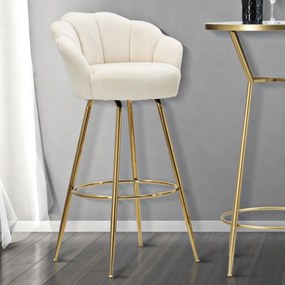 BANCO DE BAR VIENNA 55X53X110 CM CREME E DOURADO
