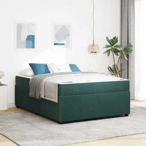 vidaXL Estrutura da Cama com colchão Verde Escuro 140 x 200 cm tecido
