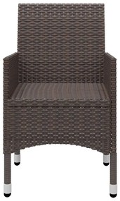 5 pcs conjunto de jantar p/ jardim c/ almofadões castanho
