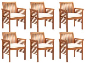 7 pcs conjunto de jantar exterior c/ almofadões acácia maciça