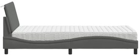 Cama com colchão 90x190 cm tecido cinzento-escuro