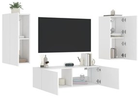 vidaXL 3 pcs móveis de parede para TV com luzes LED branco
