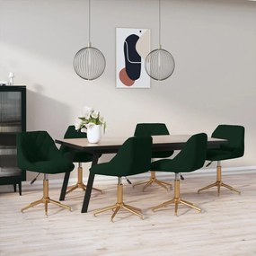 vidaXL Cadeiras de jantar giratórias 6 pcs veludo verde-escuro