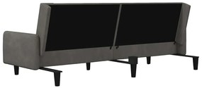 Sofá-cama de 2 lugares veludo cinzento-escuro