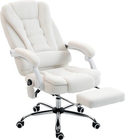 Vinsetto Cadeira de Escritório Executiva Massageadora Aquecida Altura Ajustável Encosto Reclinável de Linho 65x70x119 cm Branco | Aosom Portugal