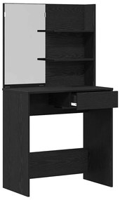 Mesa de Maquiagem em Carvalho Preto com Espelho - 74,5 x 40 x 141 cm