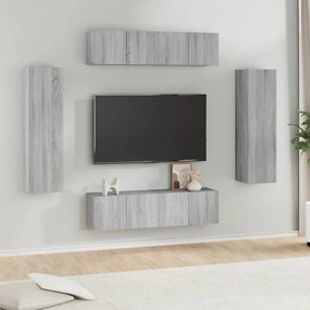 Conjunto móveis de TV 6 pcs madeira processada sonoma cinza
