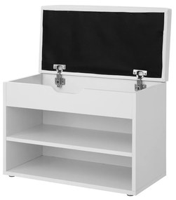 Banco sapateira com 2 compartimentos 60 x 30 x 44 cm Branco