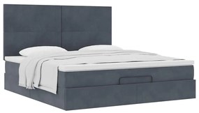 Estrutura cama otomana colchões 180x200 cm cinzento escuro