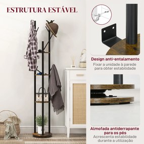 Cabide de Pé Giratório para Roupa Redondo de 4 Níveis com 4 Prateleira