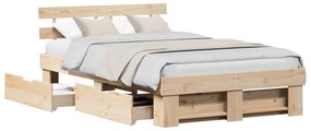 Estrado de Cama com Gavetas 140x190 cm Pinho Maciço