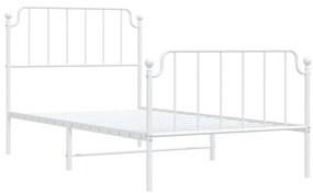 Estrutura de cama com cabeceira e pés 100x190 cm metal branco