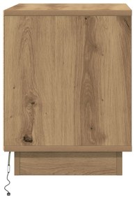 Criado-mudo com Luzes de LED Carvalho Artesanal 44x34,5x45 cm