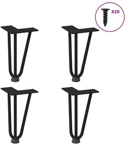 Pernas de grampo para mesa de centro 4 peças pretas 20 cm aço maciço