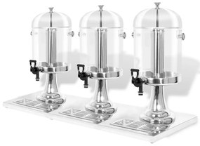 vidaXL Dispensador triplo de sumo aço inoxidável 3 x 8 L