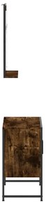 2 pcs conj. móveis casa banho derivados madeira carvalho fumado