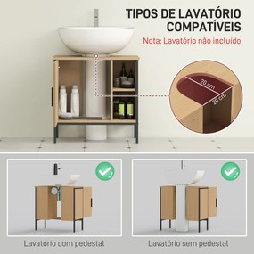 Móvel para Lavatório (NÃO  INCLUIDO) Pousar Móvel de Casa de Banho com Porta e Prateleira Ajustável para Lavatório com Pedestal 60x30x59,5 cm Madeira