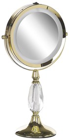 Espelho de maquilhagem dourado com LED ø 18 cm MAURY Beliani