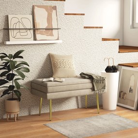 Banco Pé de Cama 30L Banco com Armazenamento para Dormitório Estofado em Veludo 79,5x37,5x43 cm Bege